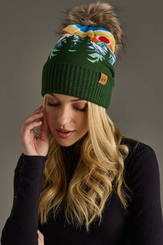 Olive Sunrise Landscape Pom Hat