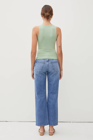 Double Lined Basic Round Neck Tank | Sea Foam