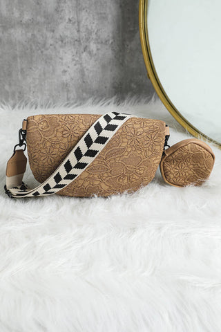 Colorblock Strap Chain Shoulder Bag With Coin Purse