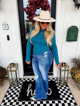 Elena Curve Hem Ribbed Top
