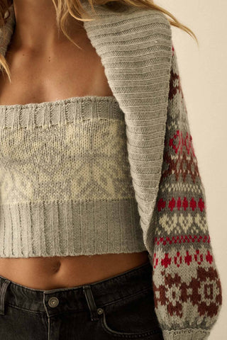 Alpine-Knit Shrug Cardigan and Tube Top Set