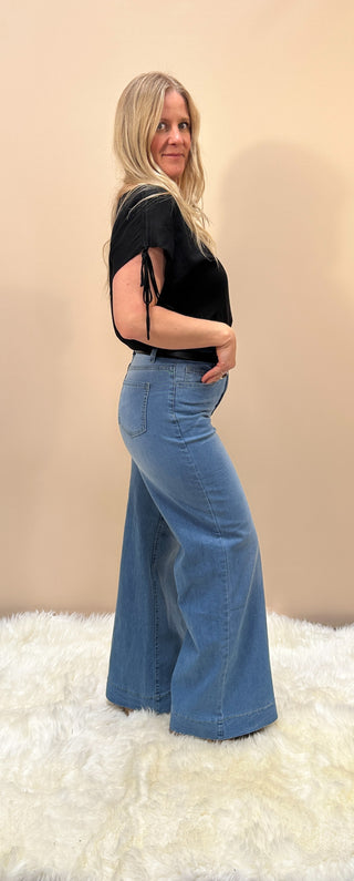 Vintage Wash Wide-Leg Denim
