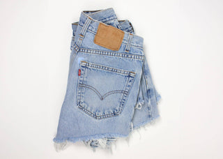 High-Rise Upcycled Denim Levi Cutoff Shorts | Frayed
