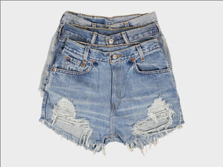 High-Rise Upcycled Denim Levi Cutoff Shorts | Frayed