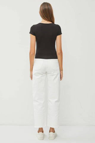 Double Lined Square Neck Tee | Black