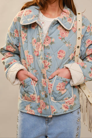 Flower Print Quilted Jacket
