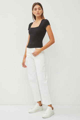 Double Lined Square Neck Tee | Black