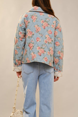 Flower Print Quilted Jacket