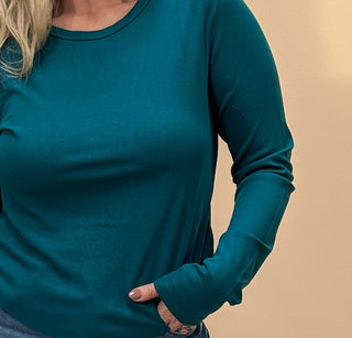 Elena Curve Hem Ribbed Top