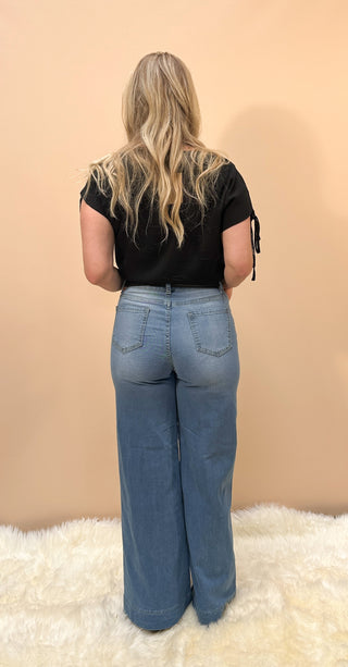 Vintage Wash Wide-Leg Denim