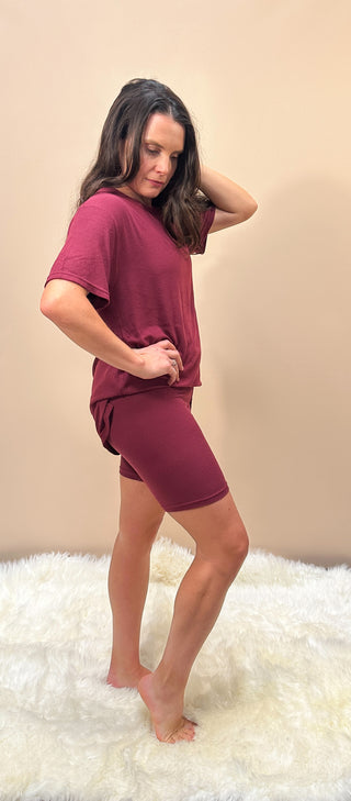 Maroon Ribbed Set