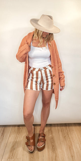 Sunkissed Striped Denim Shorts