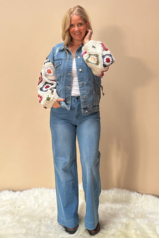 ✨ The Soleil Patchwork Denim Jacket
