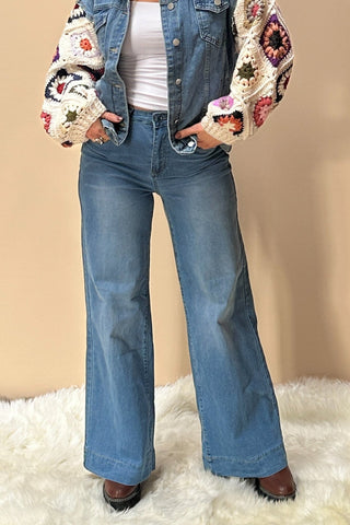 Vintage Wash Wide-Leg Denim