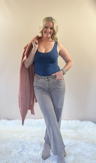 Double Lined Scoop Neck | Denim Blue