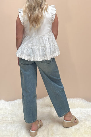 White Rose Peplum Top