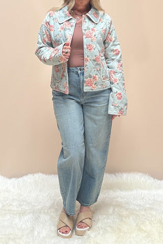 Flower Print Quilted Jacket