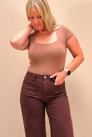 The Everyday Double LIned Square Tee | Milk Chocolate