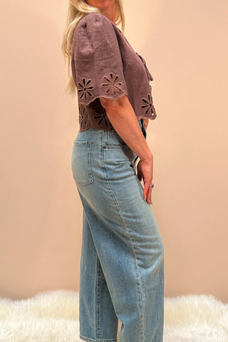 Mocha Bloom Tie Top
