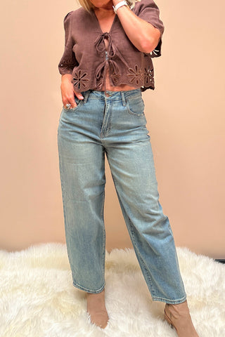 Mocha Bloom Tie Top