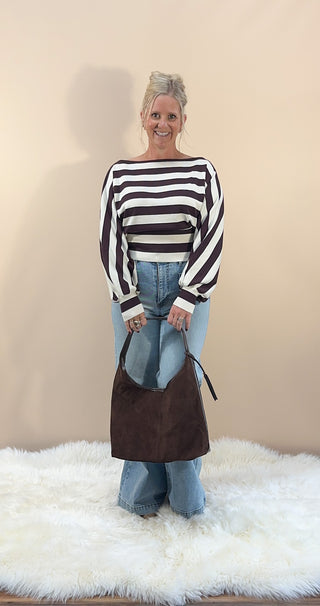 Vintage Suede Hobo Shoulder Bag