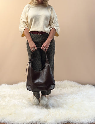 Vintage Suede Hobo Shoulder Bag