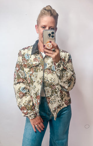 The Floral Print Zip Up Jacket
