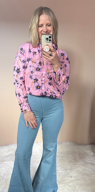 Midnight Bloom Button Down