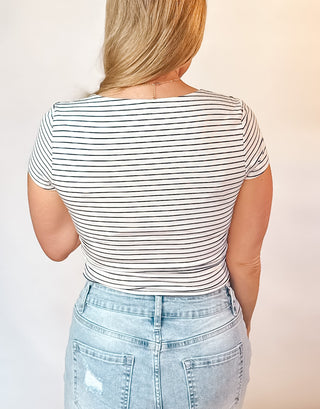 Double Lined Striped Square Neck Shirt