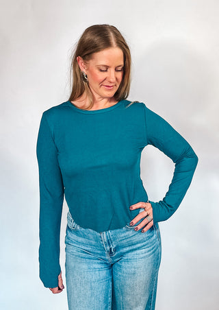 Elena Curve Hem Ribbed Top