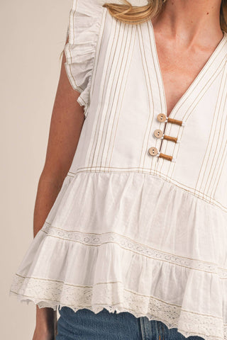 White Rose Peplum Top
