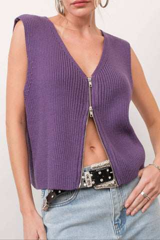 Wisteria Zip Up Sweater Vest
