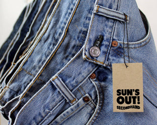 High-Rise Upcycled Denim Levi Cutoff Shorts | Frayed