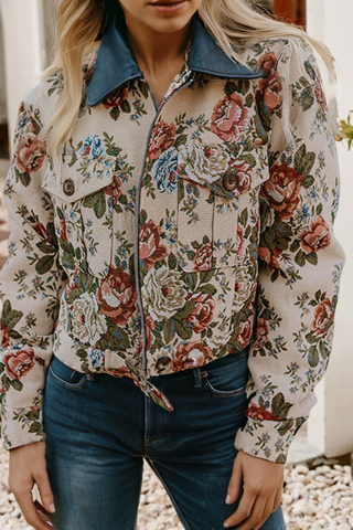 The Floral Print Zip Up Jacket