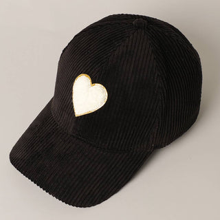 Heart Patch Corduroy Baseball Cap | 2 colors - Wedges And Wide Legs Boutique