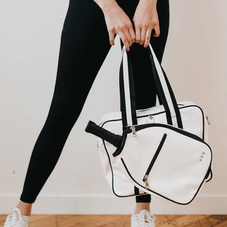 Poppy Patent Pickleball Bag | White - Wedges And Wide Legs Boutique