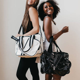 Poppy Patent Pickleball Bag | White - Wedges And Wide Legs Boutique