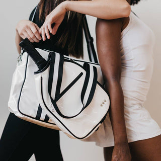 Poppy Patent Pickleball Bag | White - Wedges And Wide Legs Boutique