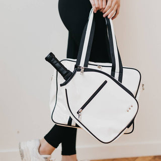 Poppy Patent Pickleball Bag | White - Wedges And Wide Legs Boutique