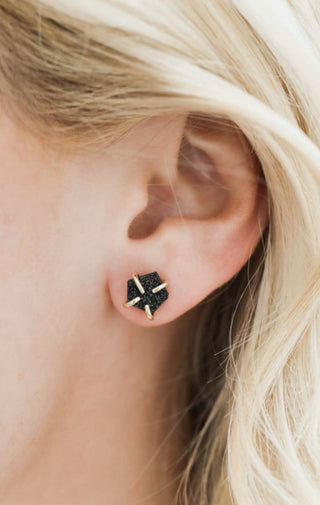 Black Druzy Earring - Wedges And Wide Legs Boutique