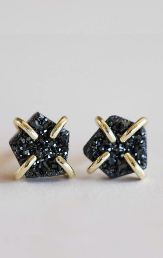 Black Druzy Earring - Wedges And Wide Legs Boutique