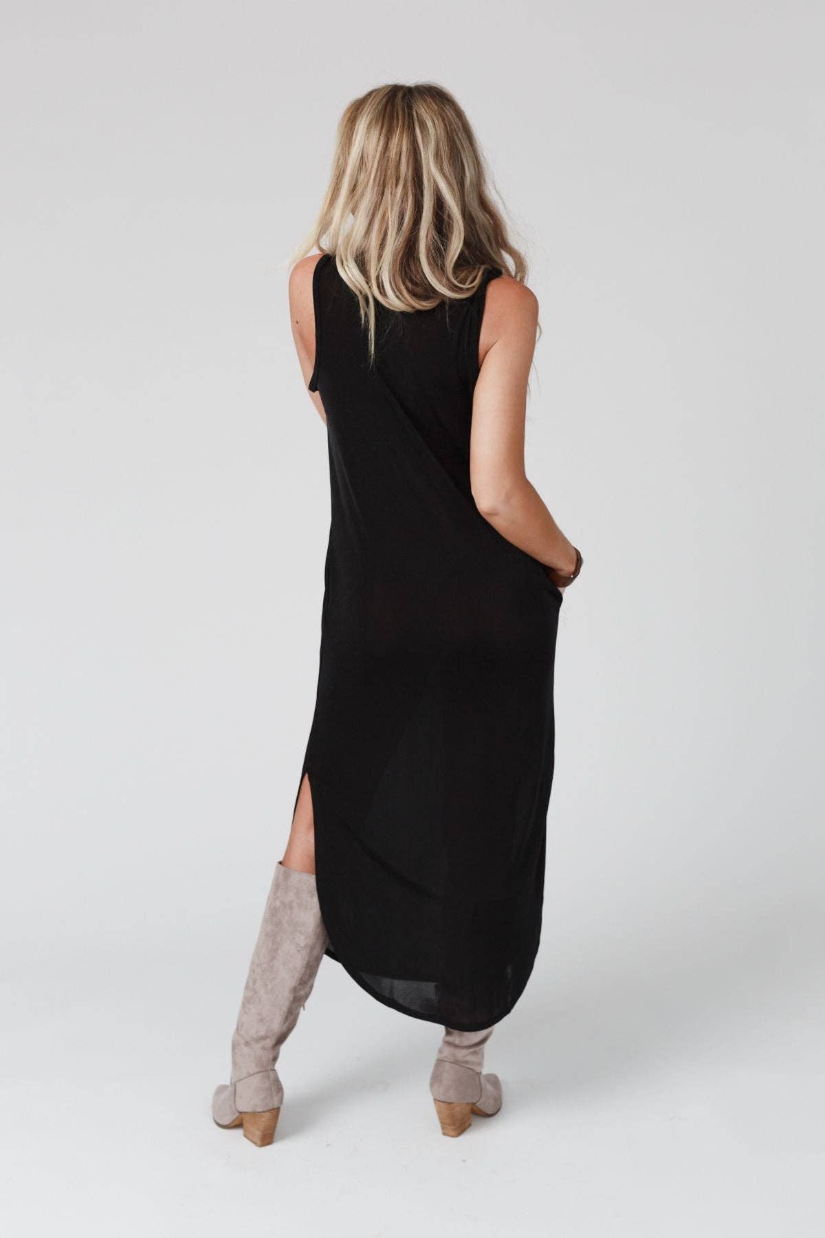 Cassie Sleeveless Pocket Slinky Maxi Dress Wedges And Wide Legs Boutique Cassie Sleeveless Pocket Slinky Maxi Dress Wedges And Wide Legs Boutique