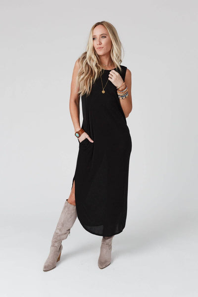 black maxi dress with pockets Monni Black Maxi Dress main image 0
