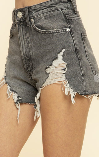 Ditto Frayed Denim Shorts | Black - Wedges And Wide Legs Boutique