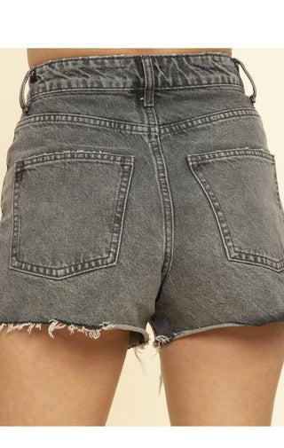 Ditto Frayed Denim Shorts | Black - Wedges And Wide Legs Boutique