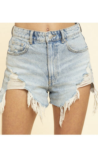 Ditto Frayed Denim Shorts | Light Denim - Wedges And Wide Legs Boutique