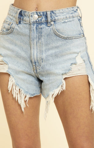 Ditto Frayed Denim Shorts | Light Denim - Wedges And Wide Legs Boutique