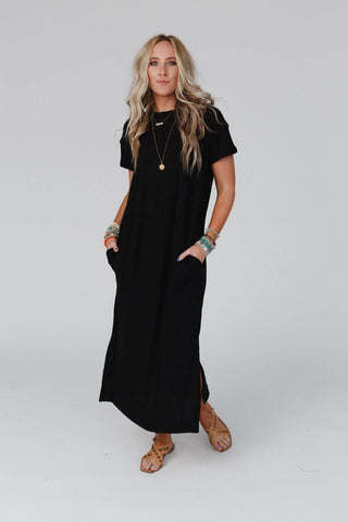 Easy Days Maxi Slit Tee Dress - Wedges And Wide Legs Boutique