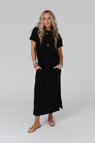 Easy Days Maxi Slit Tee Dress - Wedges And Wide Legs Boutique