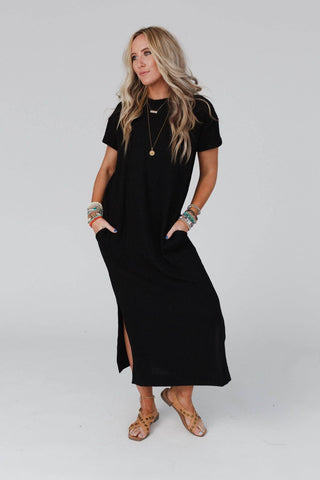 Easy Days Maxi Slit Tee Dress - Wedges And Wide Legs Boutique